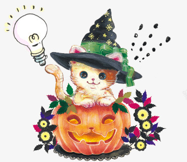 南瓜灯里的猫png免抠素材_新图网 https://ixintu.com 南瓜灯 灯泡 猫咪 魔法帽
