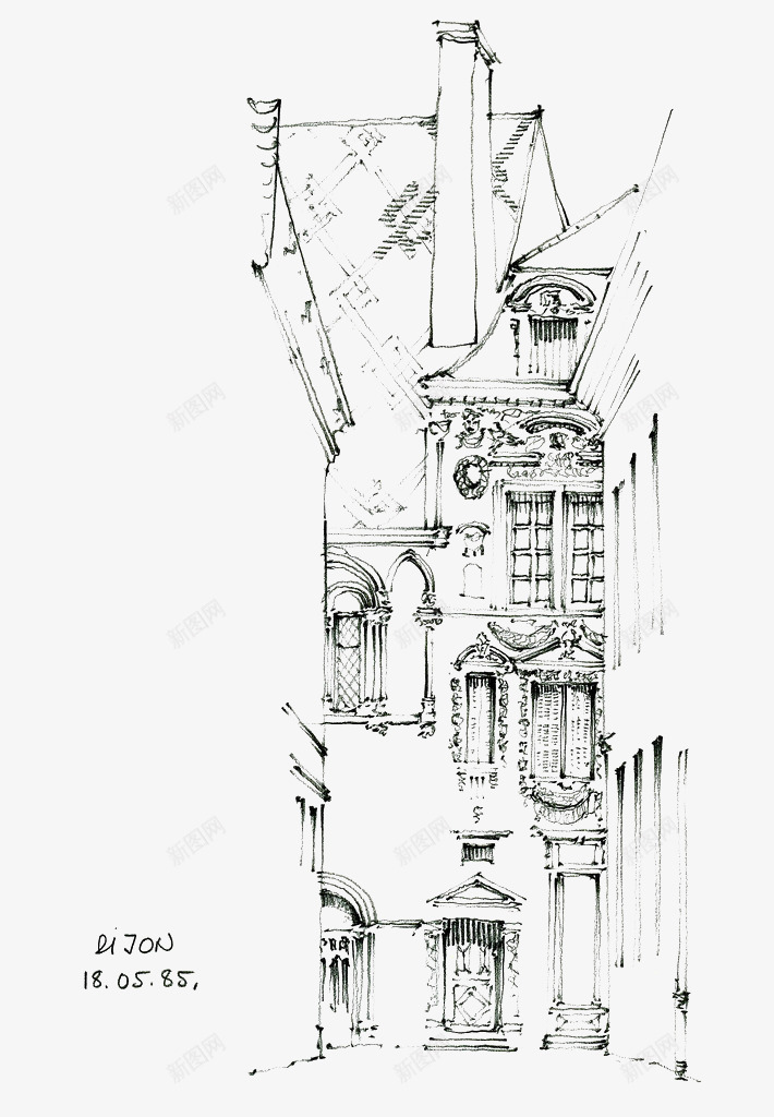 场景卡通线描速写png免抠素材_新图网 https://ixintu.com 场景速写 线描 线描卡通 速写 速写线描