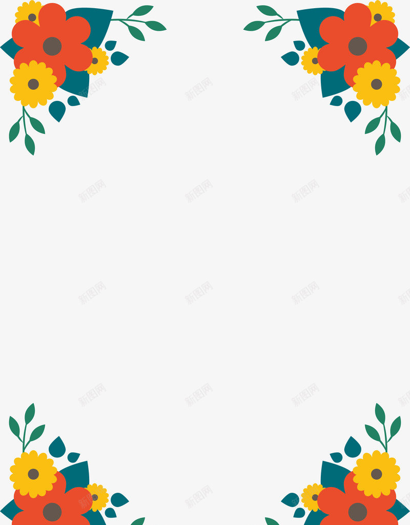 橘色小花装饰框矢量图ai免抠素材_新图网 https://ixintu.com 小花装饰框 小花边框 橘色 橘色小花 矢量png 请帖边框 矢量图