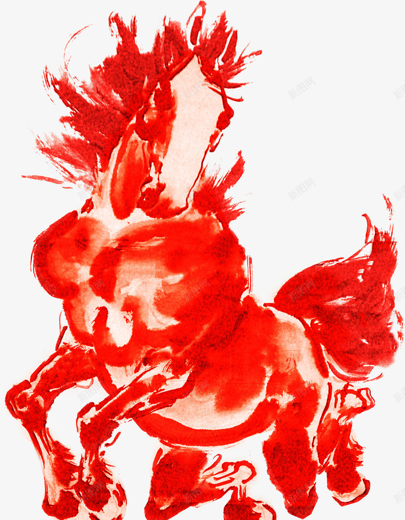 水印红色骏马插画png免抠素材_新图网 https://ixintu.com 插画 水印 红色 骏马