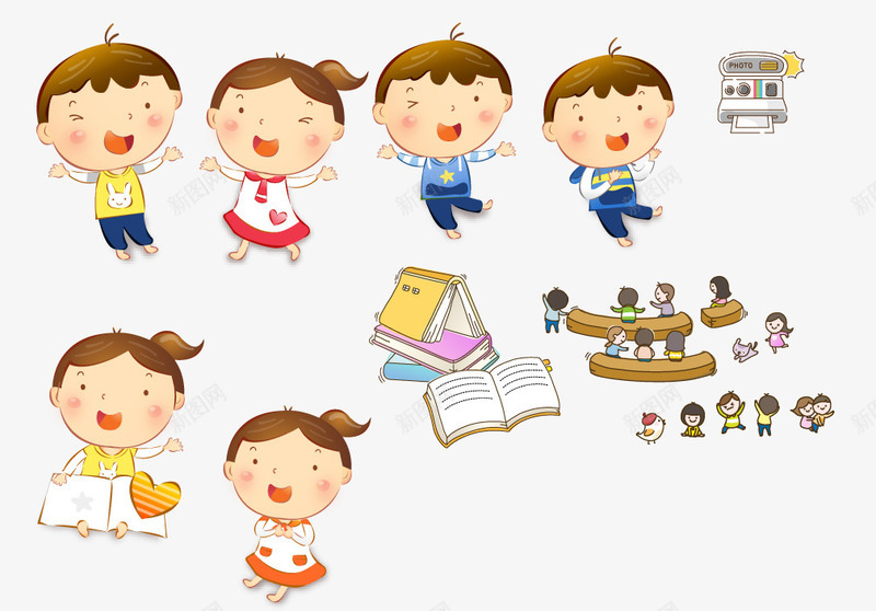 学生上学png免抠素材_新图网 https://ixintu.com 上学 上课 女孩 学习 学生 开学季 开课 念书 男孩 老师 读书