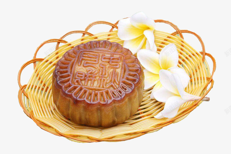 2017年中秋节月饼png免抠素材_新图网 https://ixintu.com 搭配 月饼 百合 盘子