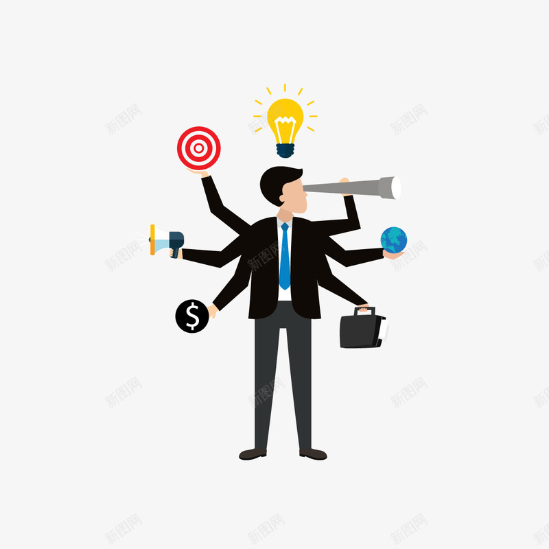 忙碌的人png免抠素材_新图网 https://ixintu.com 人 忙碌的人 扁平化 灯泡