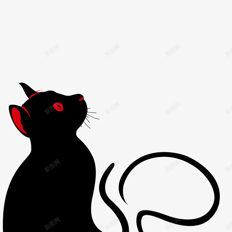 黑色猫咪插画矢量图ai免抠素材_新图网 https://ixintu.com 猫咪 矢量猫咪 黑色插画 黑色猫咪 矢量图