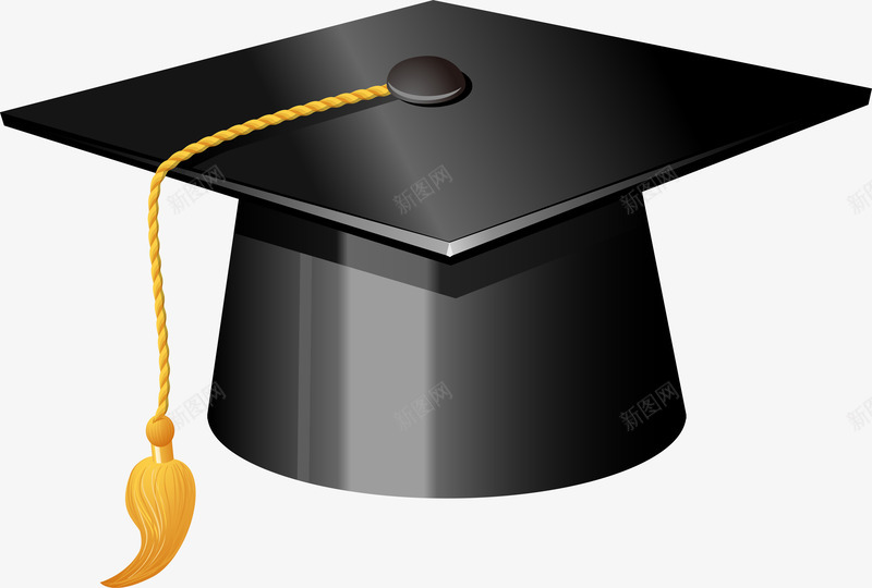 卡通学士帽黑色png免抠素材_新图网 https://ixintu.com 卡通 学士 黑色