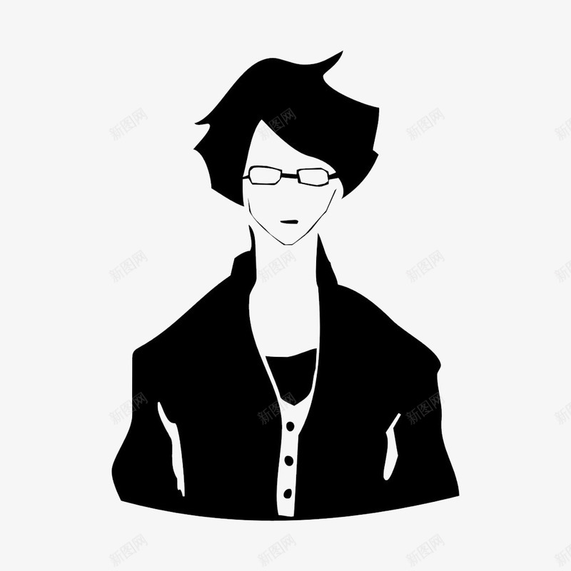 剪影人png免抠素材_新图网 https://ixintu.com 剪影 男人 眼镜 黑白
