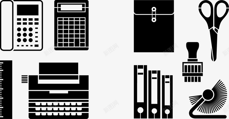 办公用品剪影png免抠素材_新图网 https://ixintu.com 剪影 办公用品