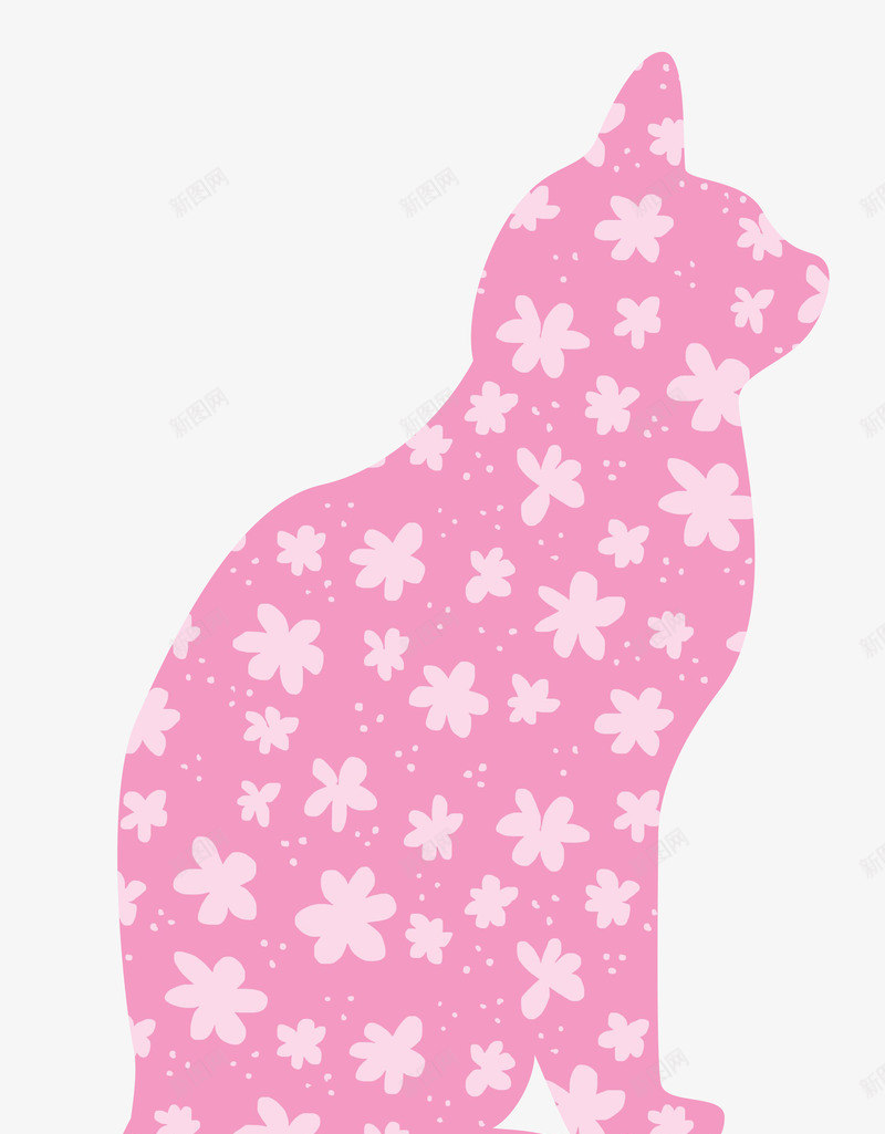 花纹猫咪png免抠素材_新图网 https://ixintu.com 手绘猫咪 猫咪 粉色猫咪