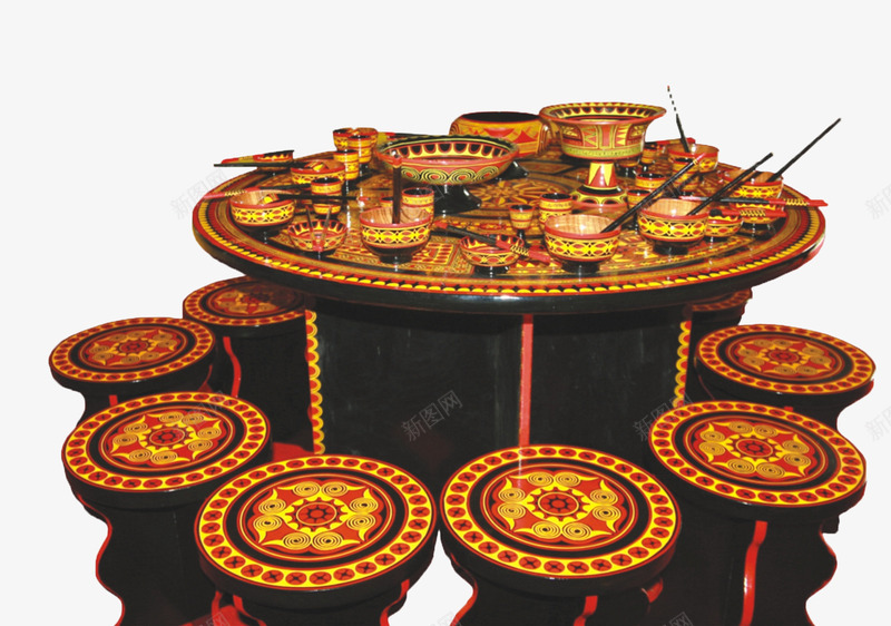 彝族特色的家具png免抠素材_新图网 https://ixintu.com 器皿 家具 工艺品 彝族特色 彝族花纹 艺术品 非物质文化遗产