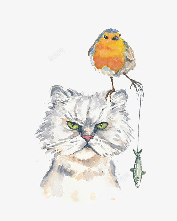 水彩猫咪png免抠素材_新图网 https://ixintu.com 可爱猫咪 宠物猫 手绘猫咪 波斯猫 波斯猫插画 胖猫咪