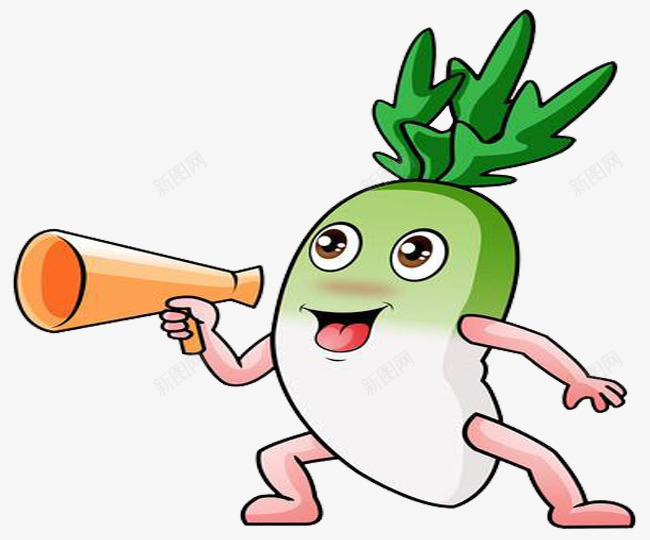 拿喇叭青萝卜png免抠素材_新图网 https://ixintu.com 卡通青萝卜 萝卜 青萝卜