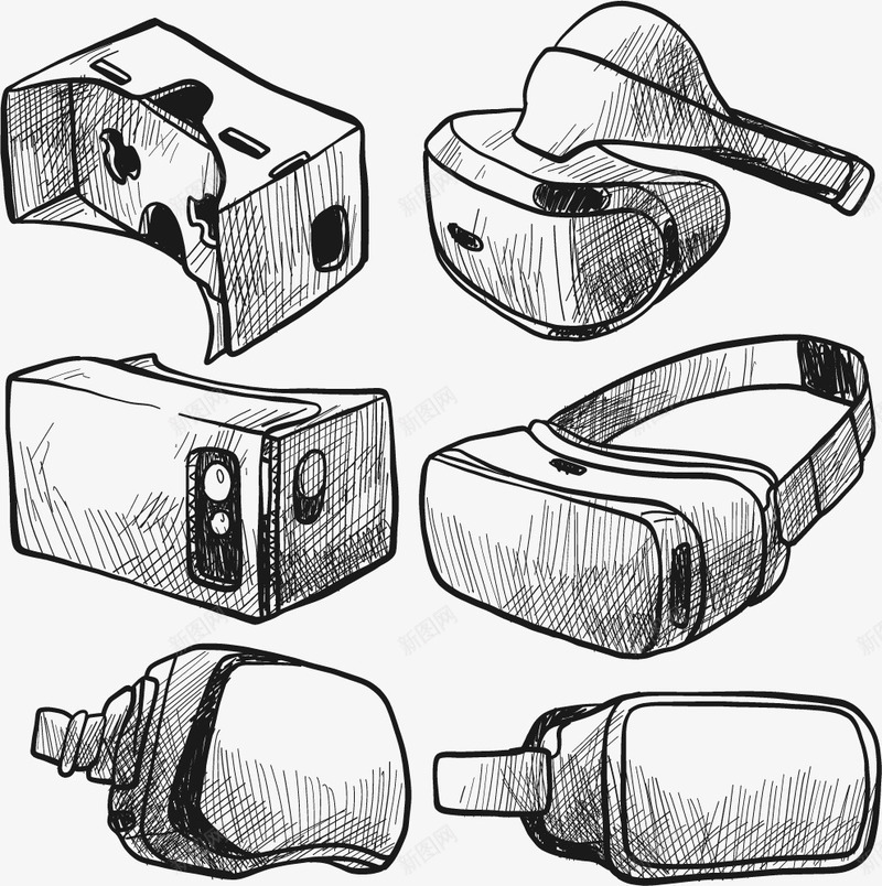 素描手绘虚拟眼镜png免抠素材_新图网 https://ixintu.com VR世界 VR眼镜 手绘 矢量素材 素描 虚拟现实
