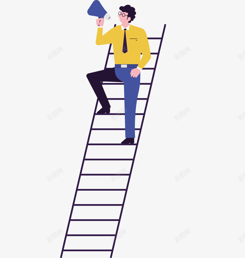 梯子和拿着喇叭的人矢量图eps免抠素材_新图网 https://ixintu.com 人 喇叭 喇叭png 喇叭矢量图 梯子 矢量图
