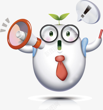 卡通人物png免抠素材_新图网 https://ixintu.com 人物 喇叭 戴眼镜卡通人 打领带卡通人