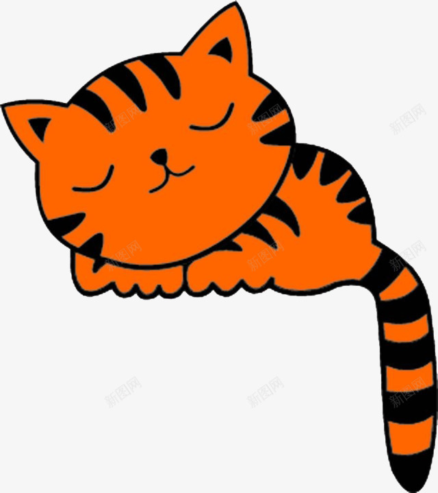 简笔画猫咪png免抠素材_新图网 https://ixintu.com 卡通手绘 可爱 猫咪 睡觉 简笔画 闭着的眼睛