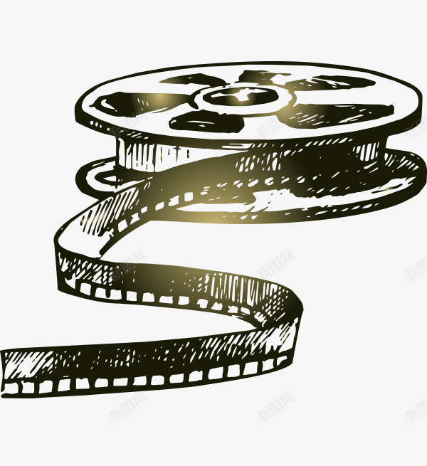 手绘电影胶卷矢量图eps免抠素材_新图网 https://ixintu.com 手绘 电影胶卷 矢量图