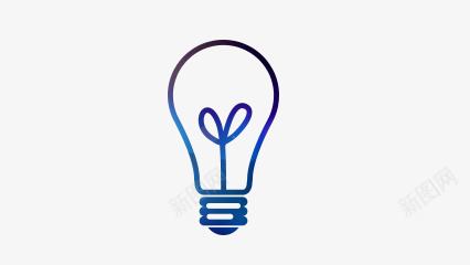 蓝紫色灯泡形状png免抠素材_新图网 https://ixintu.com 卡通 工具 形状 灯泡 箭头 蓝紫色