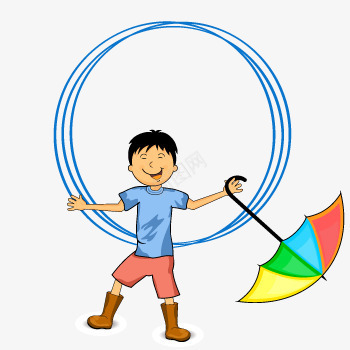 撑伞的小男孩图标png_新图网 https://ixintu.com 卡通 天气 天气图标 雨伞