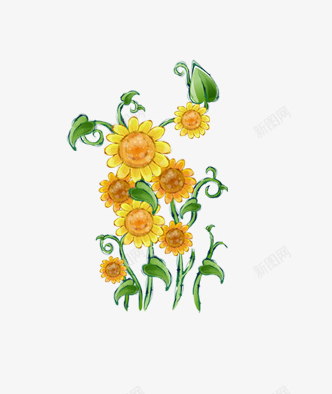 一簇向日葵png免抠素材_新图网 https://ixintu.com 向日葵 太阳 阳光 黄色植物