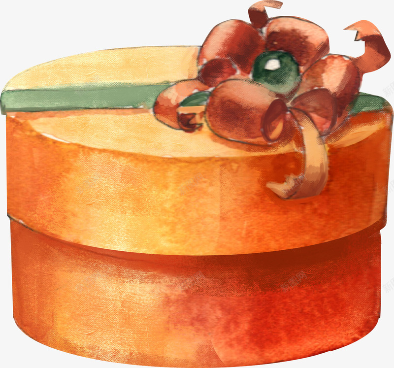 卡通手绘橘色的礼物盒png免抠素材_新图网 https://ixintu.com 创意 创意设计 卡通手绘 橘色 水彩 灵感 礼物 礼物盒 简约