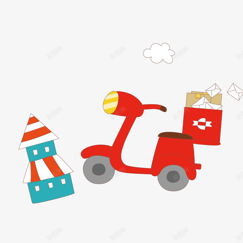 卡通邮递员摩托车png免抠素材_新图网 https://ixintu.com 卡车 卡通人物 卡通人物邮件环形 物流 环形 邮件 邮筒 邮箱