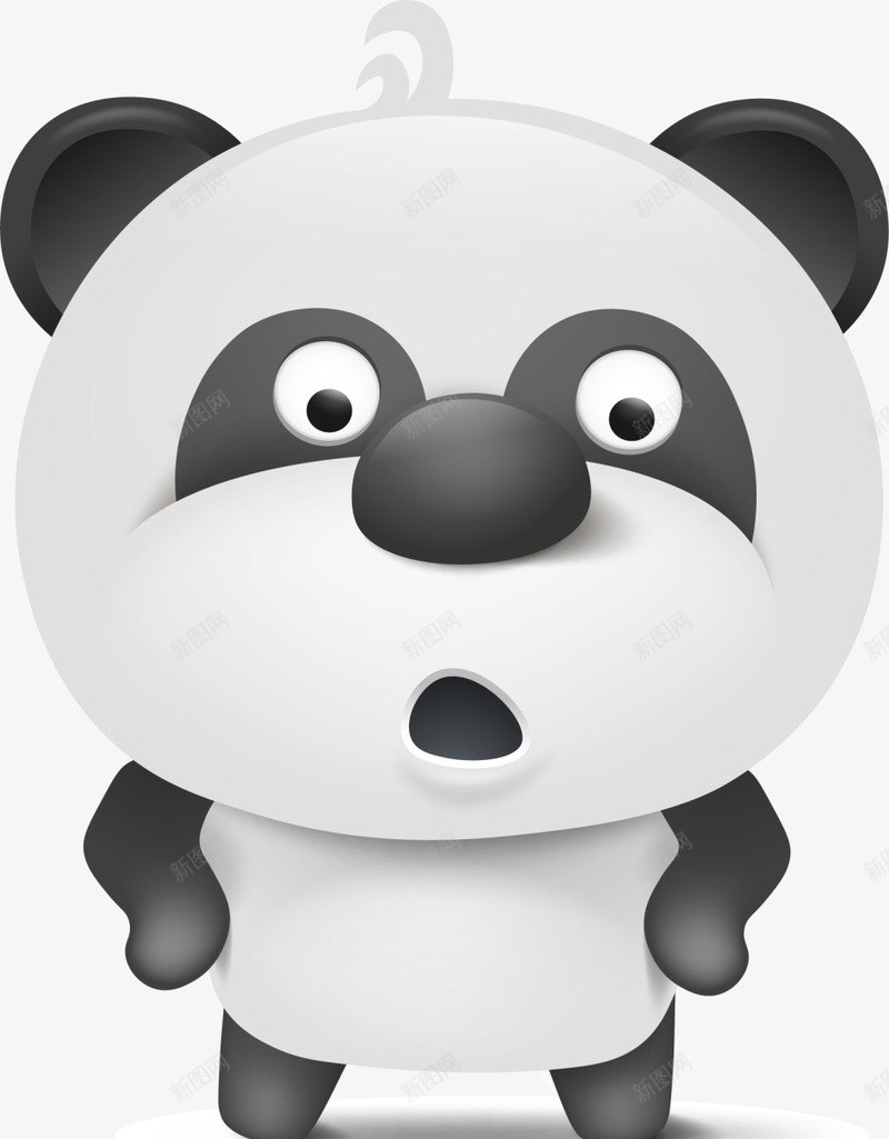呆萌黑白熊猫png免抠素材_新图网 https://ixintu.com 叉腰 可爱熊猫 呆萌熊猫 惊讶 黑白熊猫 黑色鼻子