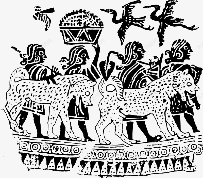 古代纹样png免抠素材_新图网 https://ixintu.com 人物 仙鹤 传统花纹 动物 古代纹样 古典纹样