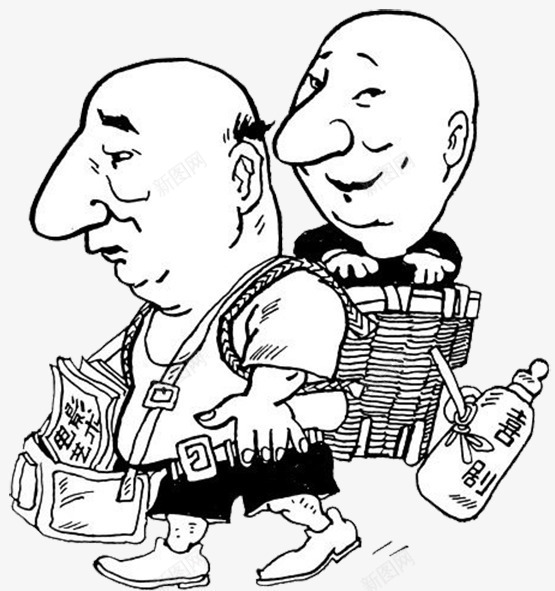手绘装人小背篓png免抠素材_新图网 https://ixintu.com 人物 喜剧 孩子 小背篓 幽默 手绘 搞笑 电影 被人 装人