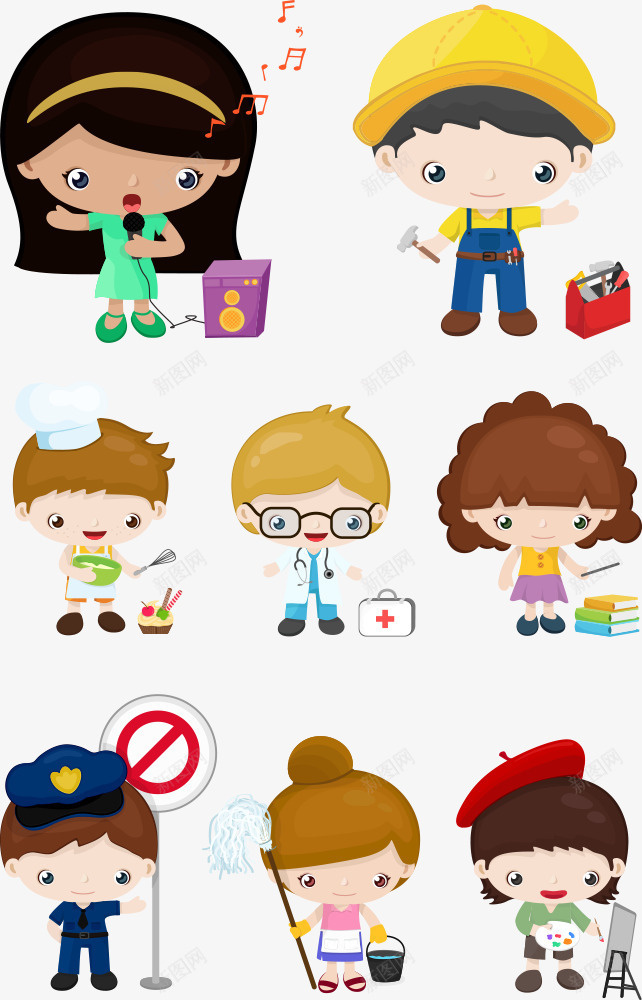 各行业人物png免抠素材_新图网 https://ixintu.com 人物 人物插画 医生 卡通人物 矢量人物 维修工人 老师