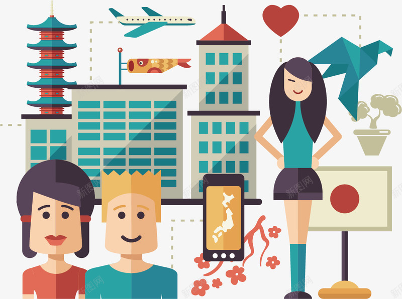 国庆节旅游png免抠素材_新图网 https://ixintu.com 世界名著 出国旅行 手机 手机智能 手绘旅游 旅游 旅游矢量图 旅行 游玩 男女人物 飞机