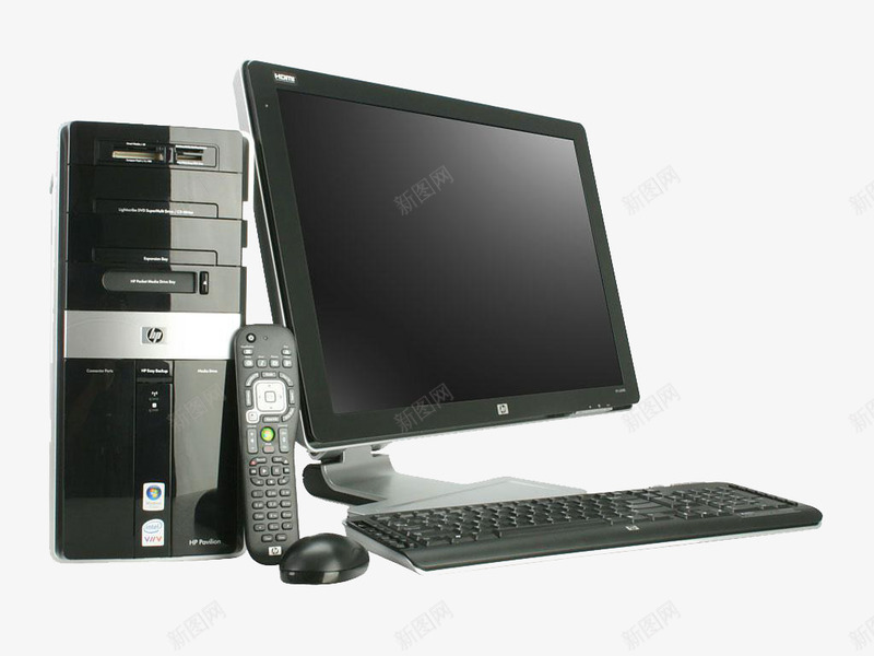 台式机电脑png免抠素材_新图网 https://ixintu.com 主机 产品实物 台式机 显示器 电脑 遥控器 键盘 鼠标