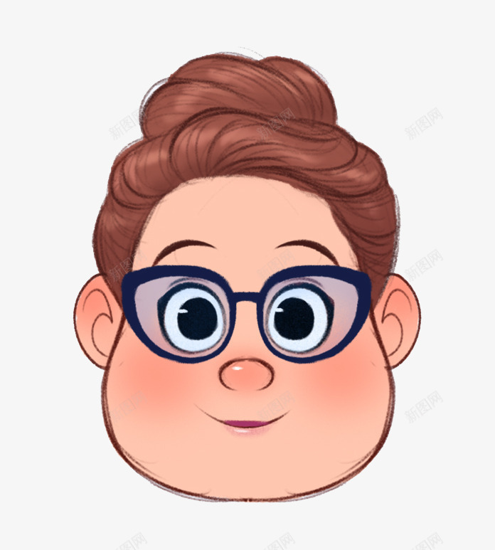 卡通戴眼镜的胖女孩png免抠素材_新图网 https://ixintu.com 动漫动画 卡通手绘 头发 女人 眼镜 胖女孩 装饰图
