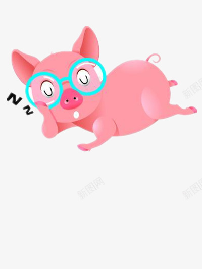 睡觉的小猪png免抠素材_新图网 https://ixintu.com 动物 卡通 呆萌 粉色