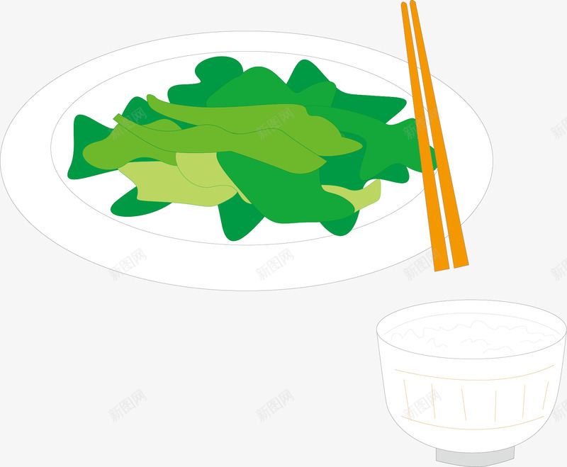 清粥小菜png免抠素材_新图网 https://ixintu.com 矢量青菜 粥 食物 餐具
