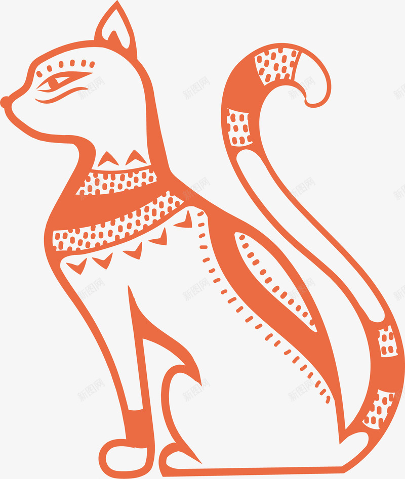 手绘红色线条猫咪图案矢量图ai免抠素材_新图网 https://ixintu.com 图案 手绘 猫咪 红色 线条 矢量图