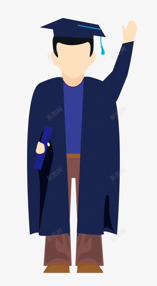 带着学士帽的人png免抠素材_新图网 https://ixintu.com 卡通人物 卡通博士 学士帽 黑色