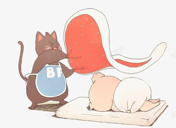 手绘猫咪png免抠素材_新图网 https://ixintu.com 困困 睡眠不足 红被子 起床啦