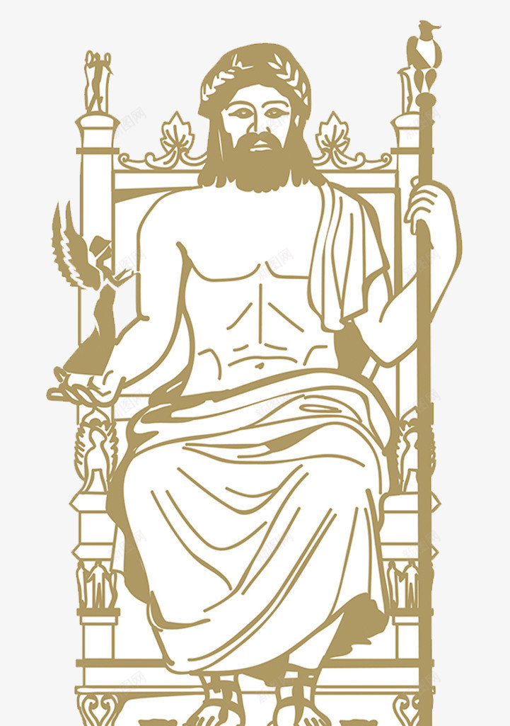 古代部落帝王线描psd免抠素材_新图网 https://ixintu.com 底图 权利 王座 酋长