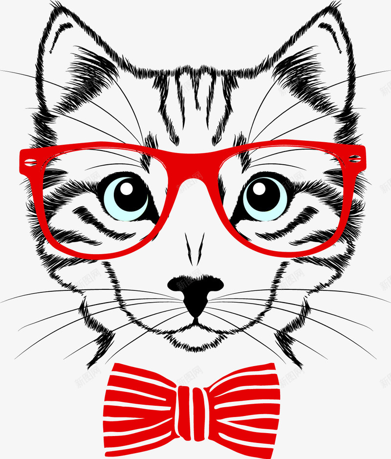 戴眼镜的猫png免抠素材_新图网 https://ixintu.com 动物 卡通 猫 眼镜