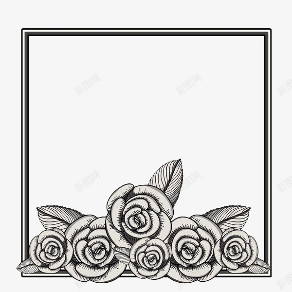 手绘花卉边框图标png_新图网 https://ixintu.com 几何边框 手绘 植物 线描花矢量图 线条手绘 花卉 花卉边框