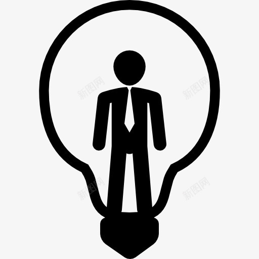 商人站在灯泡图标png_新图网 https://ixintu.com 业务 商人 工人 灯泡 雇员