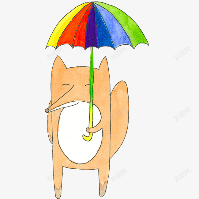 打雨伞的狐狸png免抠素材_新图网 https://ixintu.com PNG图形 PNG装饰 动物 卡通 手绘 狐狸 装饰 雨伞