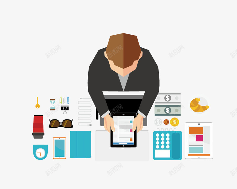 人物办公顶视图png免抠素材_新图网 https://ixintu.com 人物办公顶视图 电脑 矢量人物办公
