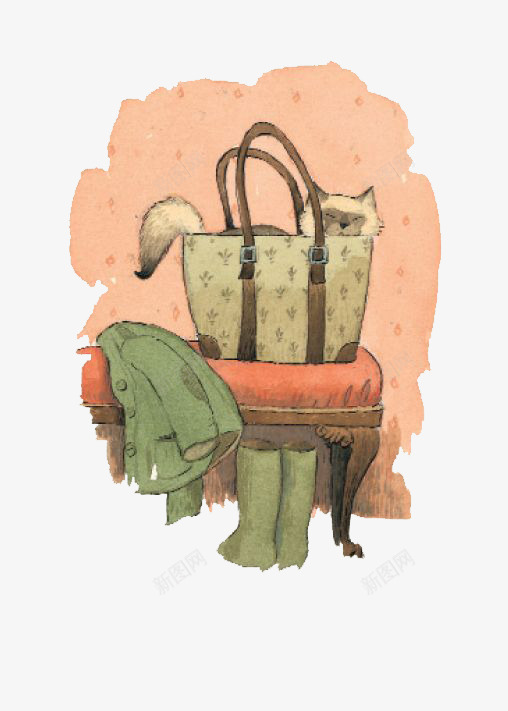 包里的猫咪png免抠素材_新图网 https://ixintu.com 包包 卡通 宠物猫 手绘 插画 暹罗 猫咪