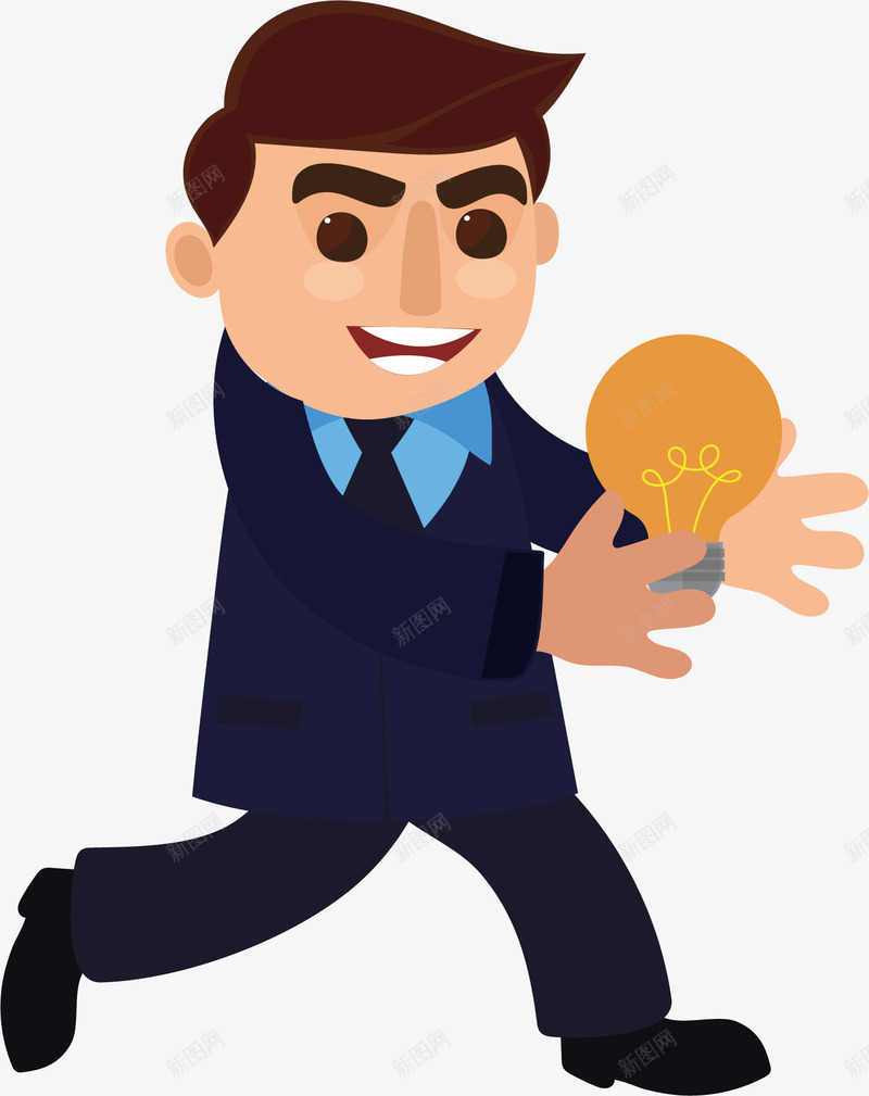 手捧灯泡的商务小人png免抠素材_新图网 https://ixintu.com 创意 商务小人 捧着灯泡 灯泡