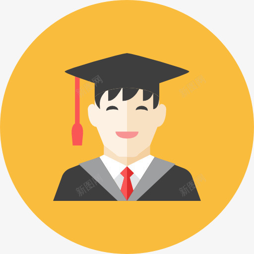 一个戴学士帽的男生png免抠素材_新图网 https://ixintu.com 卡通 学士帽 男士
