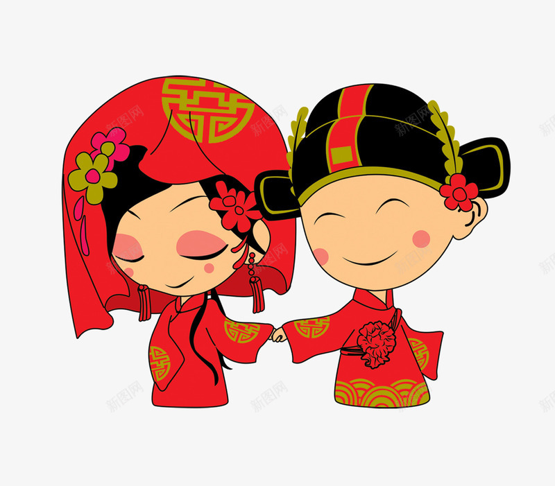 手绘新人夫妻造型合成png免抠素材_新图网 https://ixintu.com 合成 夫妻 新人 造型