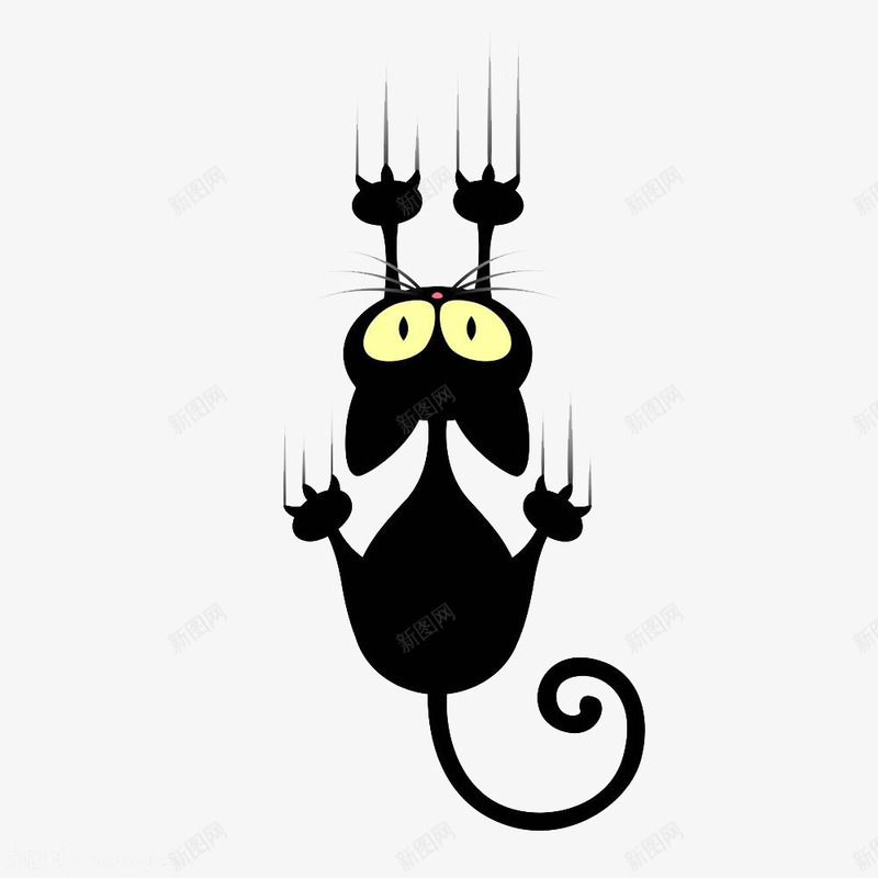 黑色卡通猫咪下滑png免抠素材_新图网 https://ixintu.com 下滑 卡通 爪子 猫咪 黑色