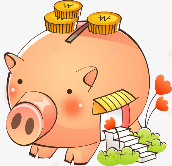 手绘粉色可爱小猪png免抠素材_新图网 https://ixintu.com 可爱 粉色