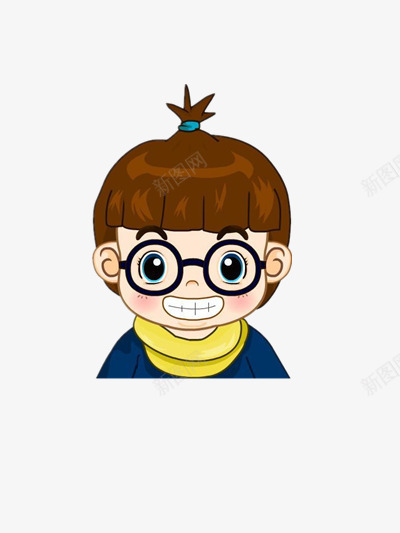 扎下辫子的女孩png免抠素材_新图网 https://ixintu.com 人物 卡通 可爱 搞怪 眼镜